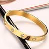 8K Gold Plated Stainless Steel Openable Crystal Cuff Bangle Bracelet for Mother Sister Wife Girlfriend