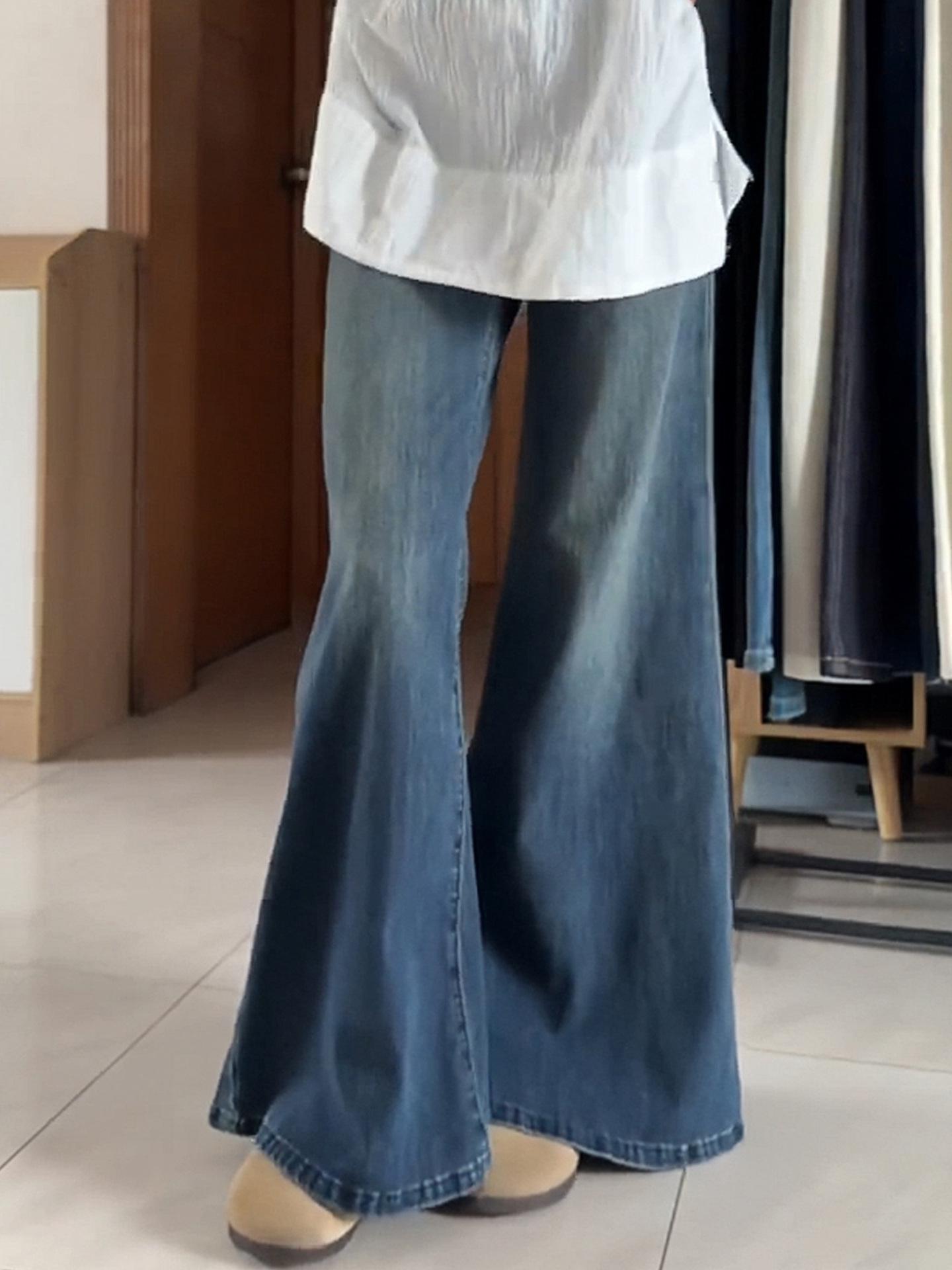

Women s Velvet-Lined High-Waist Flare Jeans for Pear-Shaped Body L for 105-120 jin