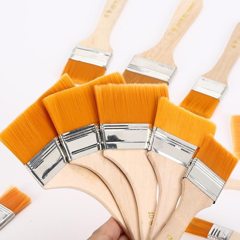 5/10/12pcs/Set Memory Nylon Paint Brushes for Acrylic/Oil/Watercolor Drawing Wooden Synthetic Bristles Easy To Clean BBQ Brush
