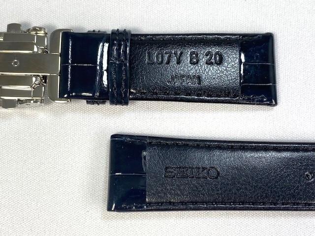 L07Y018J9 SEIKO Presage 20mm Leather Strap with Dark for Buckle, Crocodile, Blue, SARW011/ SARX019