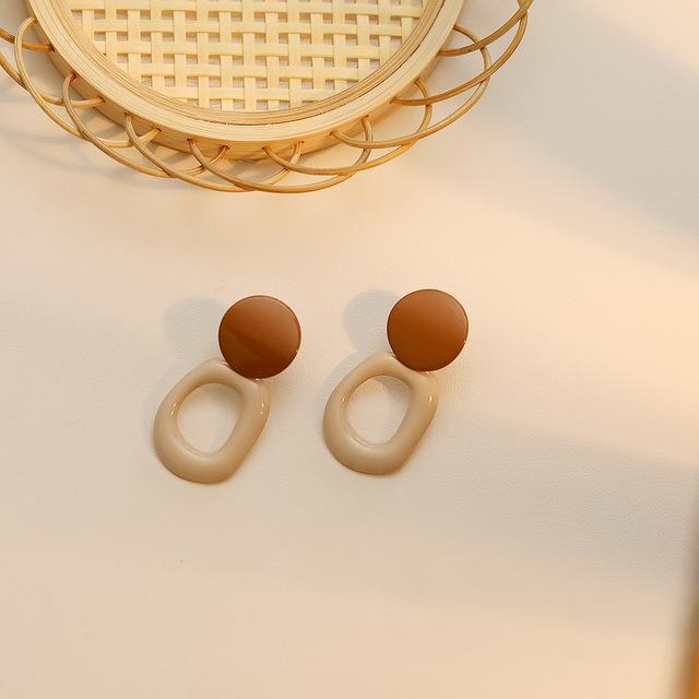 Korea Fashion Style Oil Drop Earrings for Women 2022 Trendy Mixcolor Geometrical Circle Pendant Earring Female Statement Jewelry