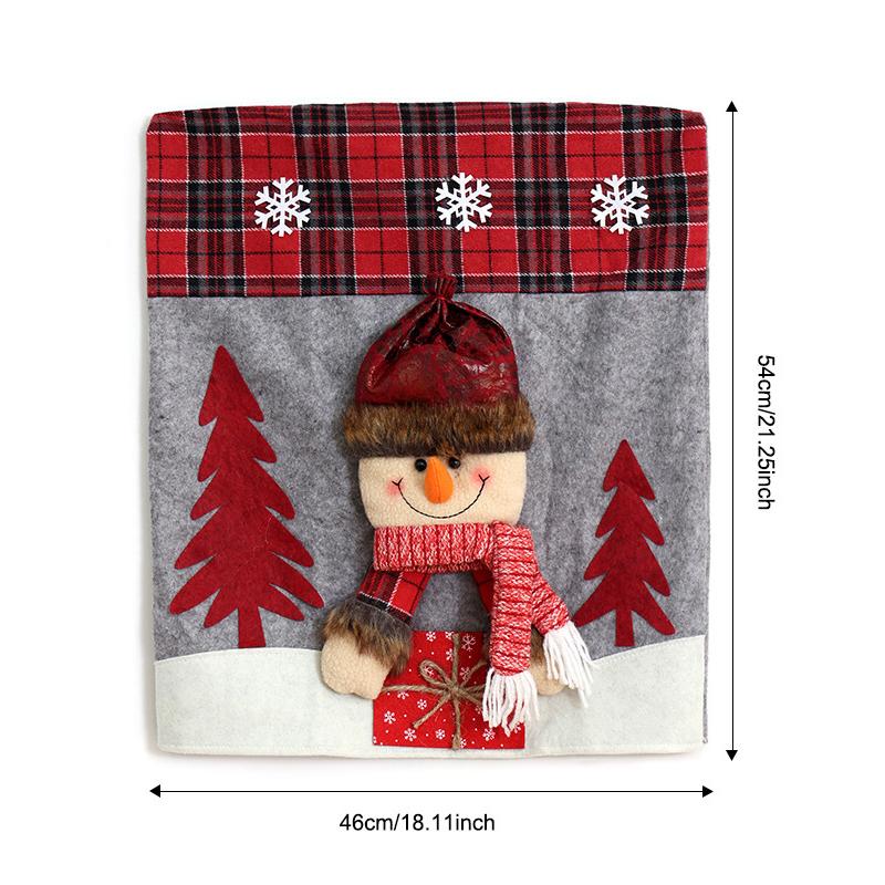 Christmas Chair Cover Home Xmas New Year Decoration Supplies Chair Seat Cover 3D Santa Claus Snowman Elk Chair Back Cover