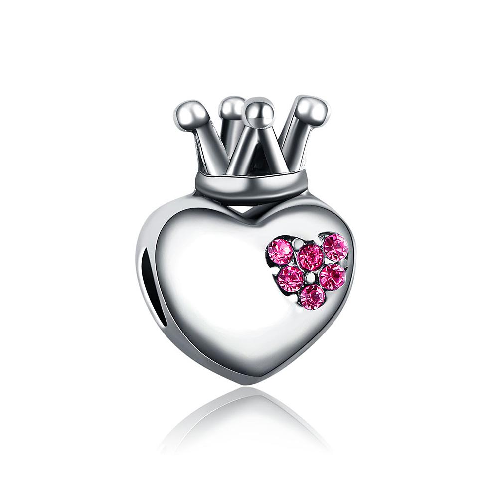 

Сплав діамантової намистини у формі серця з короною з великими отворами rose red #1