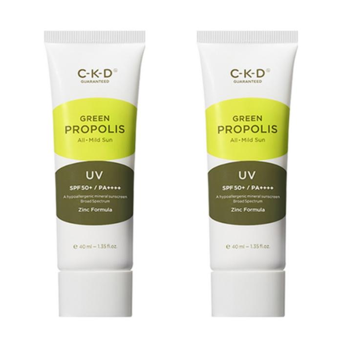 CKD Green Propolis All Mild Sun Cream SPF50+ PA++++ Daily Mineral Sunscreen 40ml × 2
