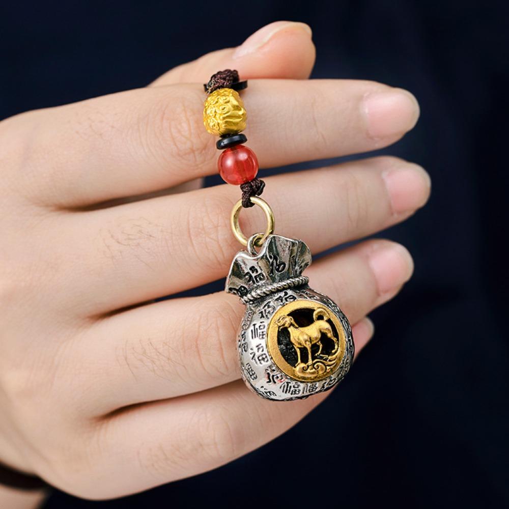 Brass 12 Zodiac Keyring Loong Dragon Keychain Chicken Lucky Bag Pendant  Bag Hanging