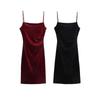 Kaslead New Arrival Women's Clothing Fashion Style Fashion Highlight Velvet Ruched Split Suspender Skirt