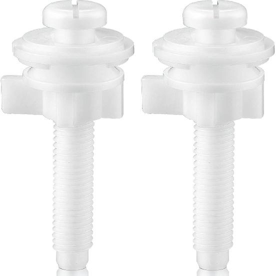 Jetec 2 Pieces Toilet Seat Screws Replacement Kit Plastic Bolts with Plastic Nuts and Washers Parts Kit for Fixing The Top Toilet Seat, White 2
