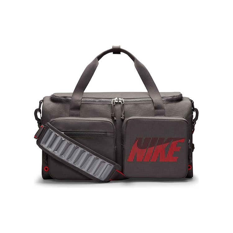 

Nike Utility Power Series Large Logo High Capacity Air Cushion Strap Fabric Travel Gym Tote Crossbody Shoulder Bag Unisex bags Gray DB1147-254 Gray
