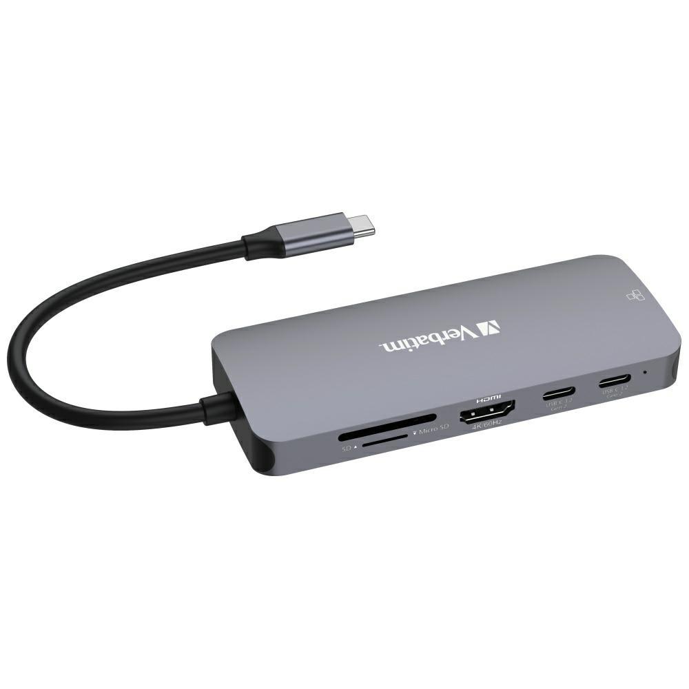 Verbatim Adapter Hub Usb-C - Hdmi/       3Xusb-A/Sd/Microsd/2Xusb-C/Eternet Aluminum/Aluminium 32152