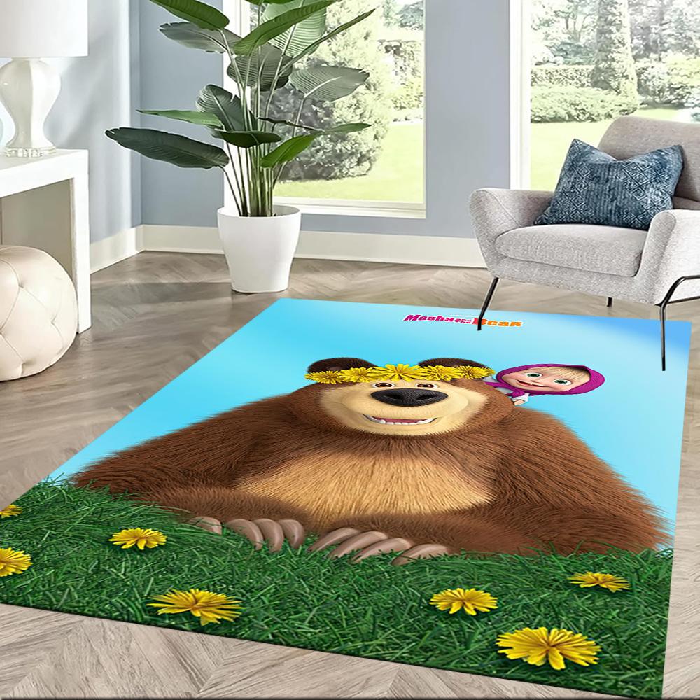 Masha Bear Carpet Suitable for Study Room Entryway Balcony Playrooms Anti-slip Rug Decorate Offices Best for Christmas