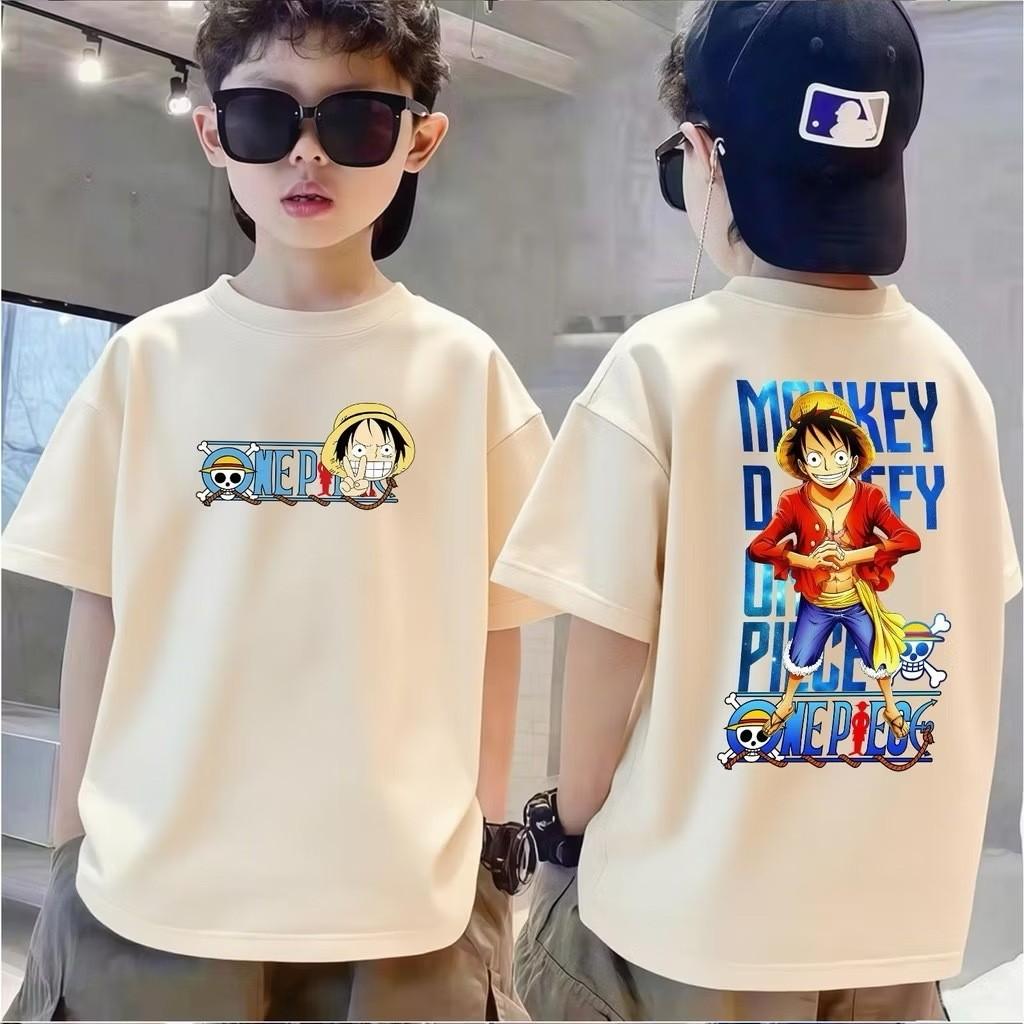 Camiseta infantil de anime japonês, top de gola redonda para meninos