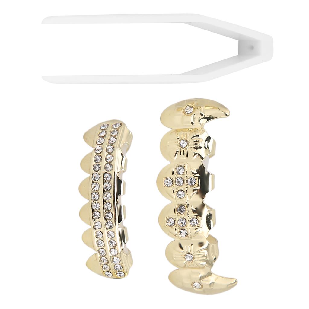 Electroplate Hip Hop False Teeth Set Reusable Unfading Halloween Festival Teeth Decoration Brace