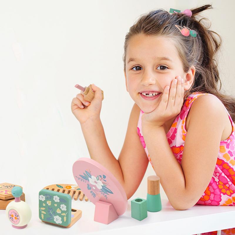 Houten Doe-Alsof Make-up Speelgoed Simulatie Make-up Set Meisjes Make-up Kaptafel Cosmetica Speelgoed Verjaardagscadeaus voor Kinderen