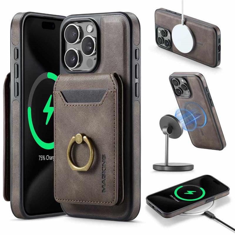 Detachable 2IN1 Real Magsafe Strong Magnetic Wireless Charging Wallet Case For iPhone 12 13 14 15 16 Pro Max Plus Cover