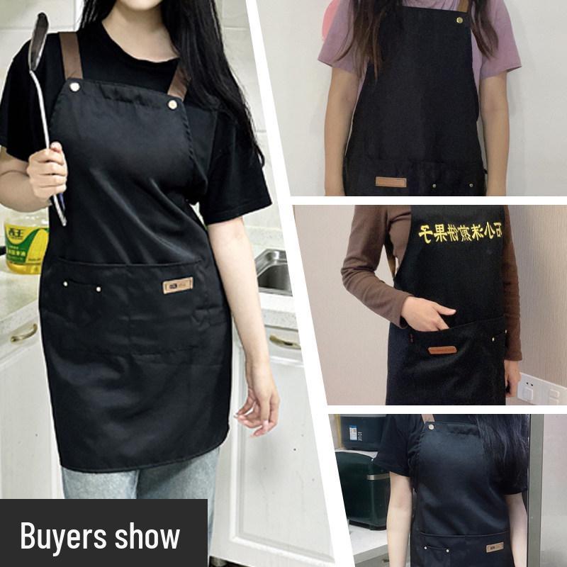 2026 Black Waterproof Waist Apron: Catering, Coffee, Milk Tea - Printed Logo, Oil-Proof, Hotel & Kitchen Use