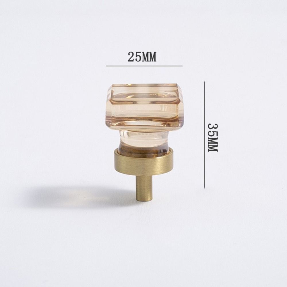 Gold Base Kitchen Cabinet Knobs Champagne / Transparent Wardrobe Handles Cabinet Door