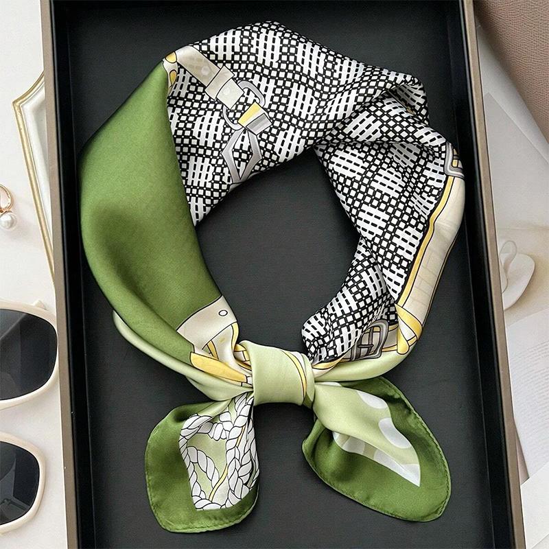 

Роскошный женский шарф 70*70 см, атласный, шелковистый на ощупь, квадратный, для обертывания волос, фуляр, атласный платок, большого размера, головная бандана, хиджаб, носовой платок 70x70cm