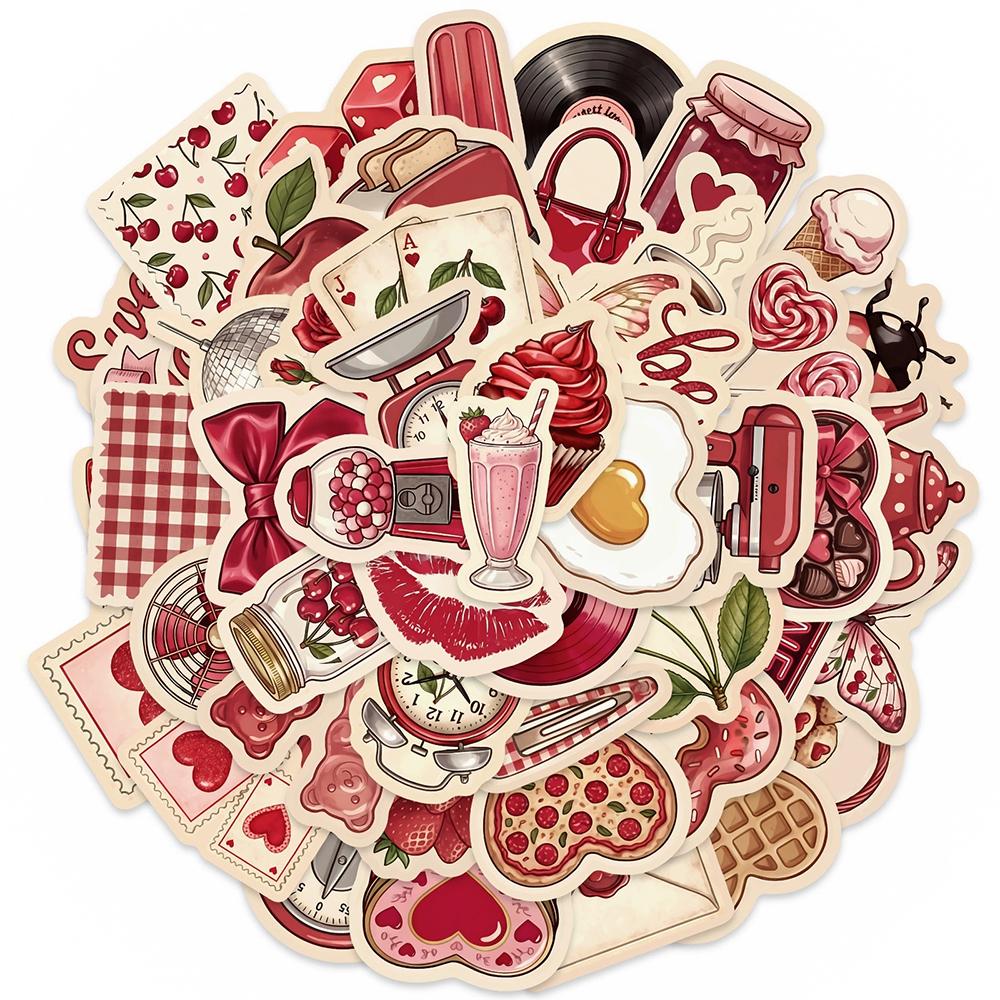 10/30/50pcs Red Valentine's Day World Cartoon Stickers Aesthetic Graffiti Decals DIY Notebook Suitcase Cute Decoration Sticker