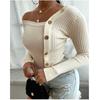 Podzimní a zimní dámská móda Pletený top s dlouhým rukávem Ležérní pletenina Svetrová halenka větší velikosti