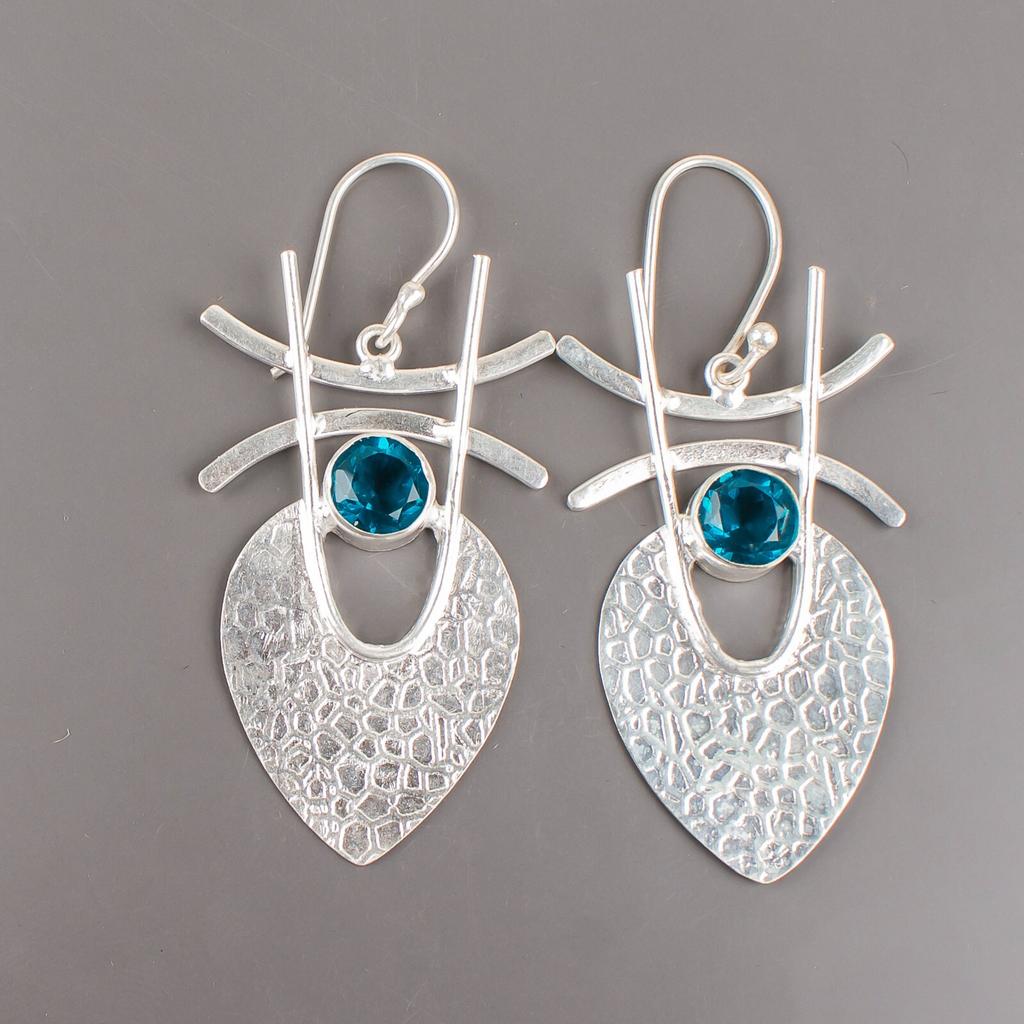 Apatite Gemstone 925 Sterling Silver Jewelry Handmade Earrings1.78" Gift For Her EE-64-12