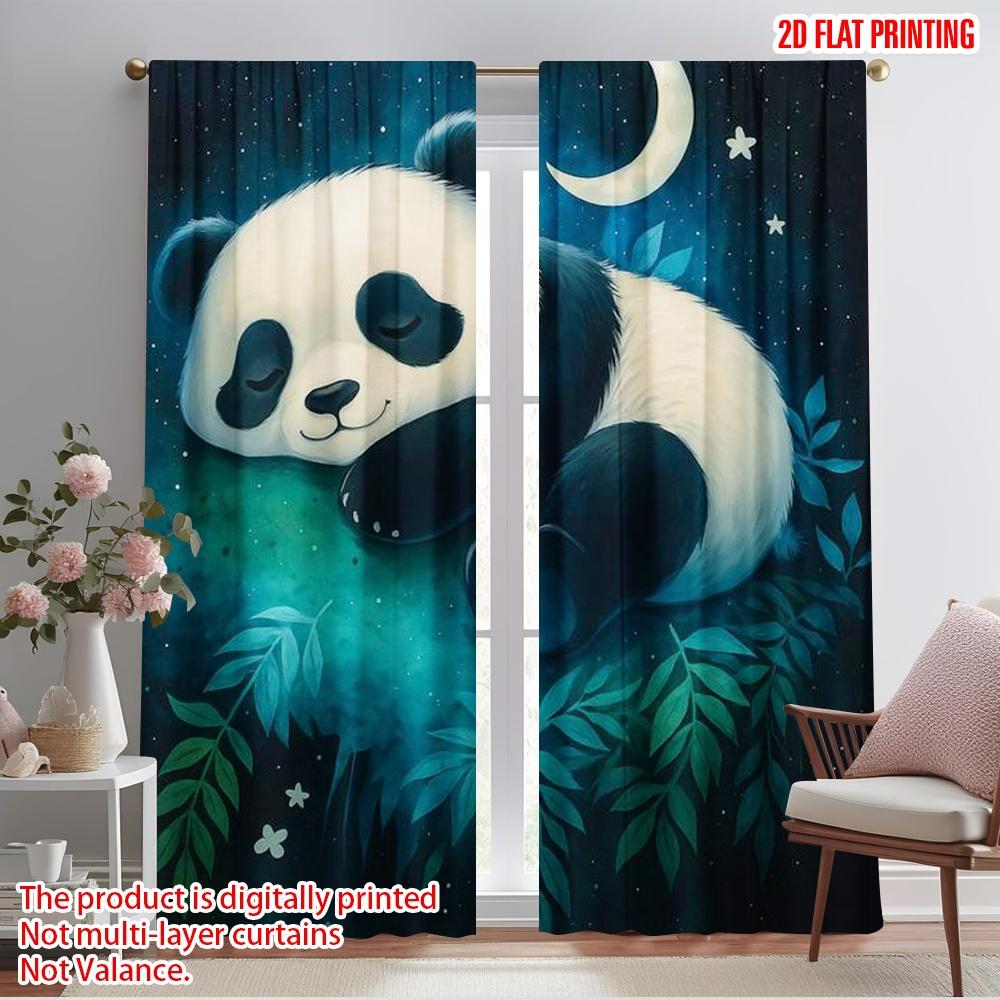 

2pcs,2D plane printing Popular Curtain Panels Dreaming Panda 100% Polyester (without rod) Festive for Living Room, Bedroom, 52.50×116.00 CM 2pcs