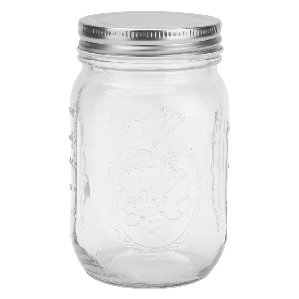 500ml Food Storage Jar Clear Glass Canning Jar with Sealed Lid for Honey Jam Dry Food