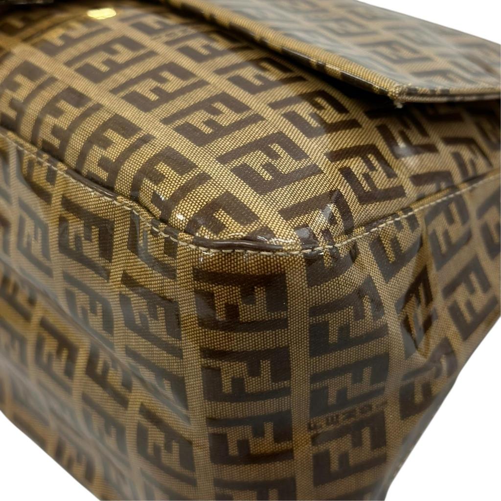 FENDI Zucchino mamma bucket Shoulder Bag Brown Women one belt used