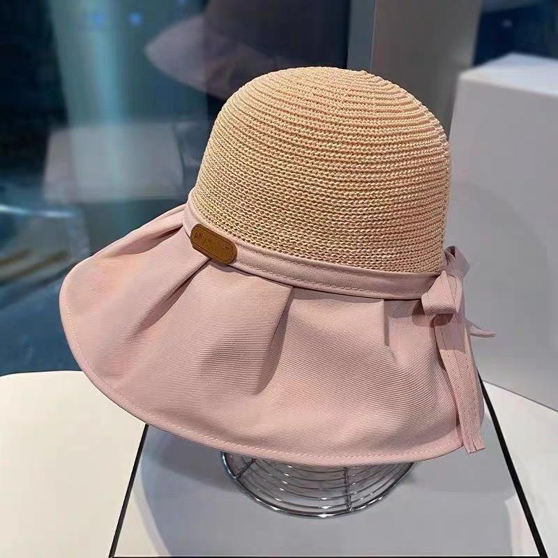 Dámský letní slaměný klobouk s prázdnou horní částí, kšiltem proti slunci, kryjící obličej, lehký, s UV ochranou, kbelíkový klobouk
