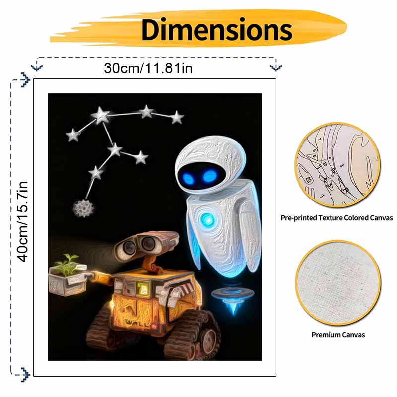 Disney Wall E Robot Lovers Oil Paint Digital Painting Art Kit FillIn Painting Home Decor