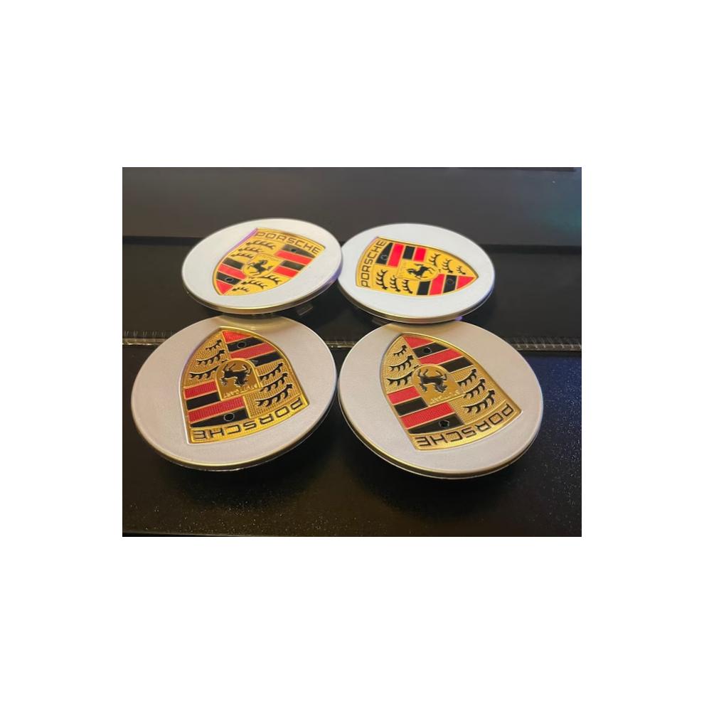 4 Stück Porsche Felgenmitdeckel 76mm Silber