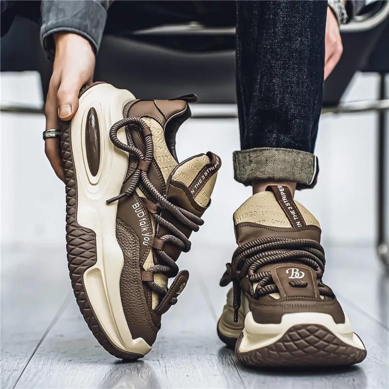 New Exquisite Men's Sneakers Trend Versatile Casual Shoes Thick soled Height Increasing Breathable Sports Running Shoes