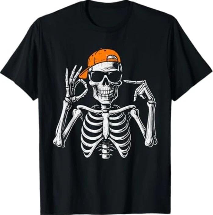 67 Meme Trendy Skeleton Halloween Funny Six Seven T-Shirt S