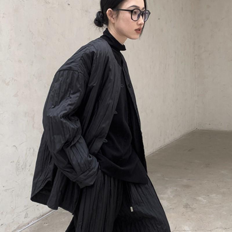 Johnature Retro Fashion Loose Long-sleeve Jacket Simple Solid Color Warm Winter Coats