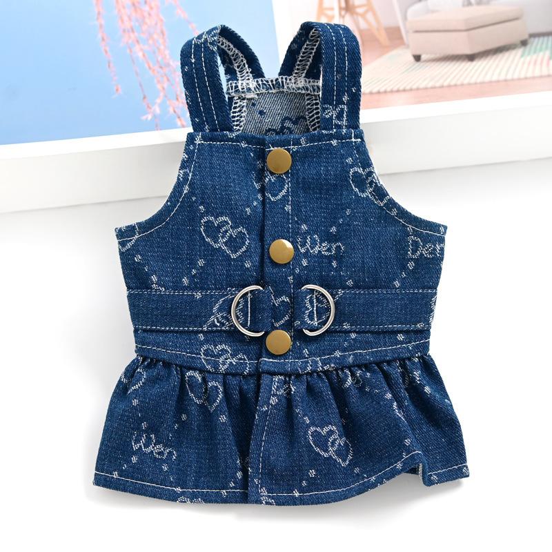 Pet Cat Small Dog Dog Clothes Can Be Towed Denim Vest Skirt New Manufacturer Explosion