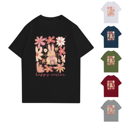 Women's Round Neck Casual Printed Short-sleeved T-shirt Top
