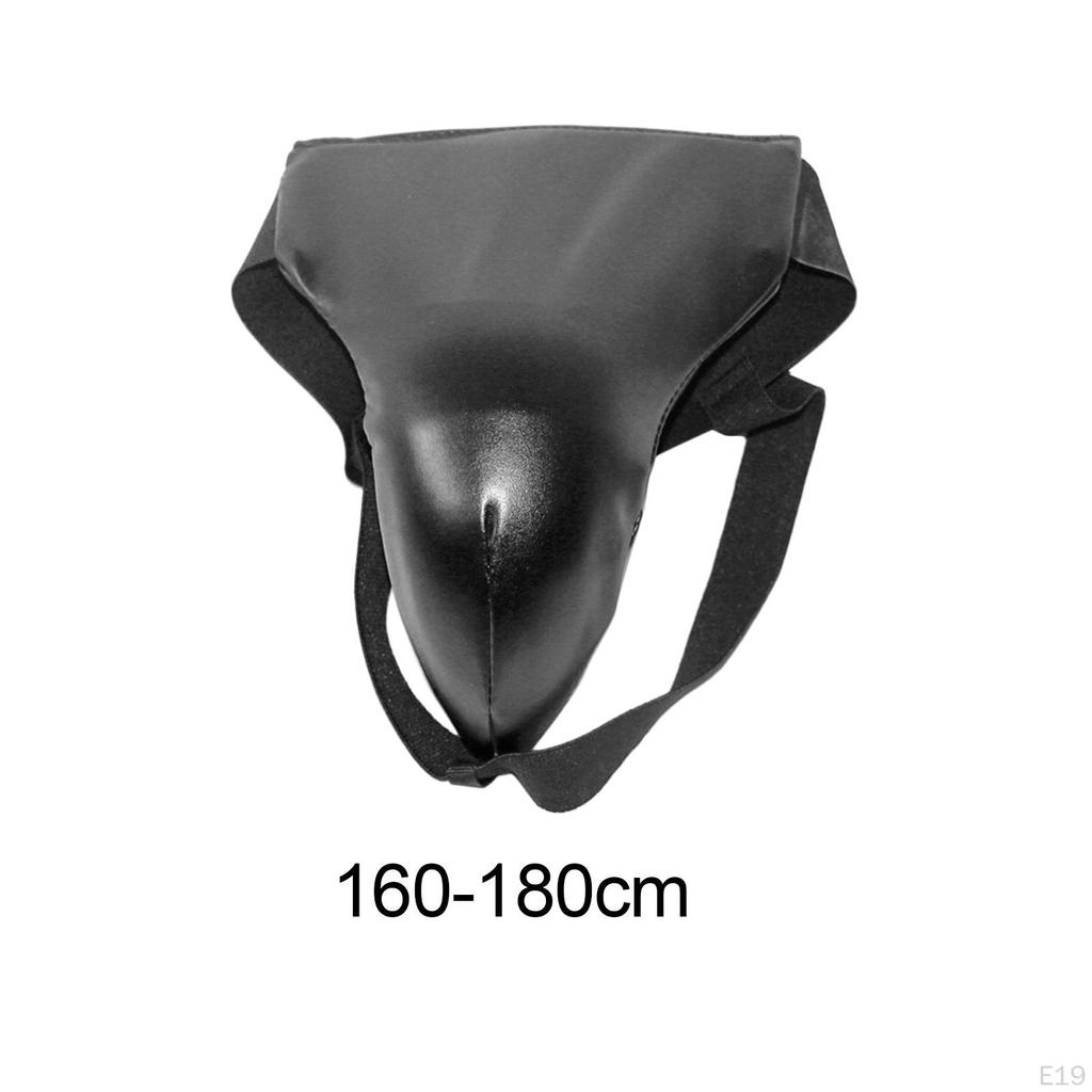 Durable Groin Guard, Jockstrap Crotch Protector Breathable PU Leather Abdominal Taekwondo