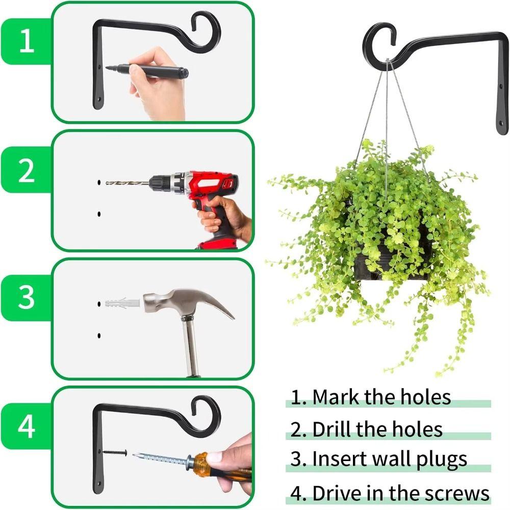 Wrought Iron Hanging Plant Stand Hooks Handmade Wall Plant Holder Flower Pot Rack  Bathroom