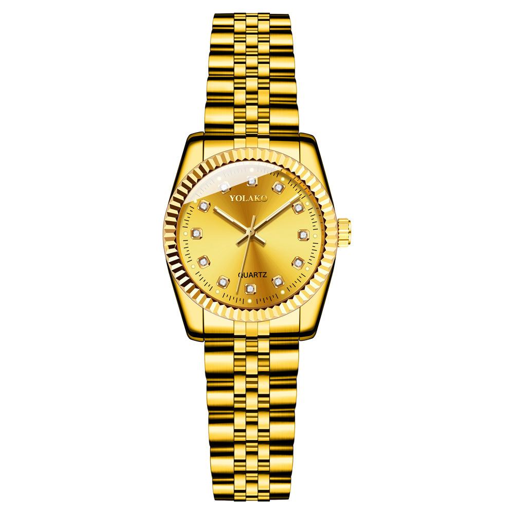 

Diamond Face Steel Belt Calendar Watch Female Simple Casual Student Fashion Quartz Gold Suit Men S Watch Couple