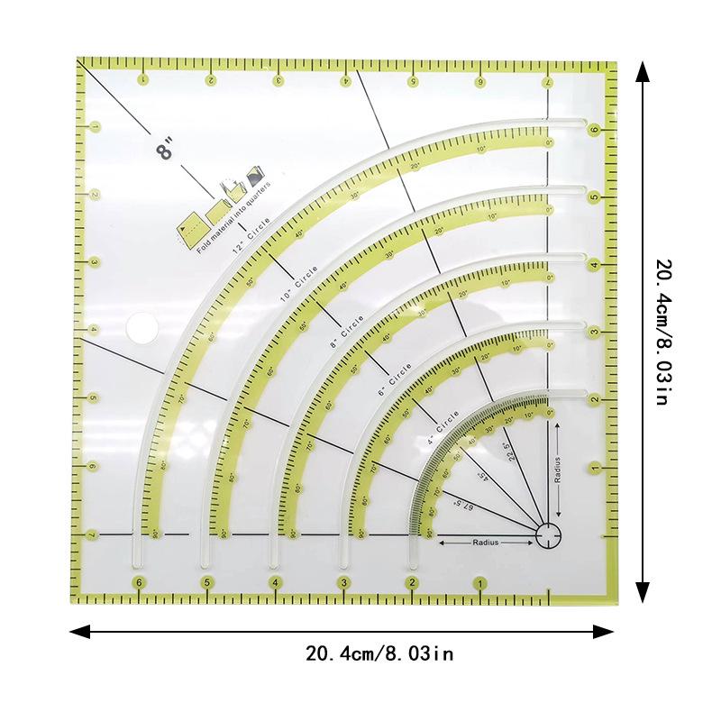 Acrylic Irregular 90° Sewing and Patchwork Ruler for Fabric Cutting