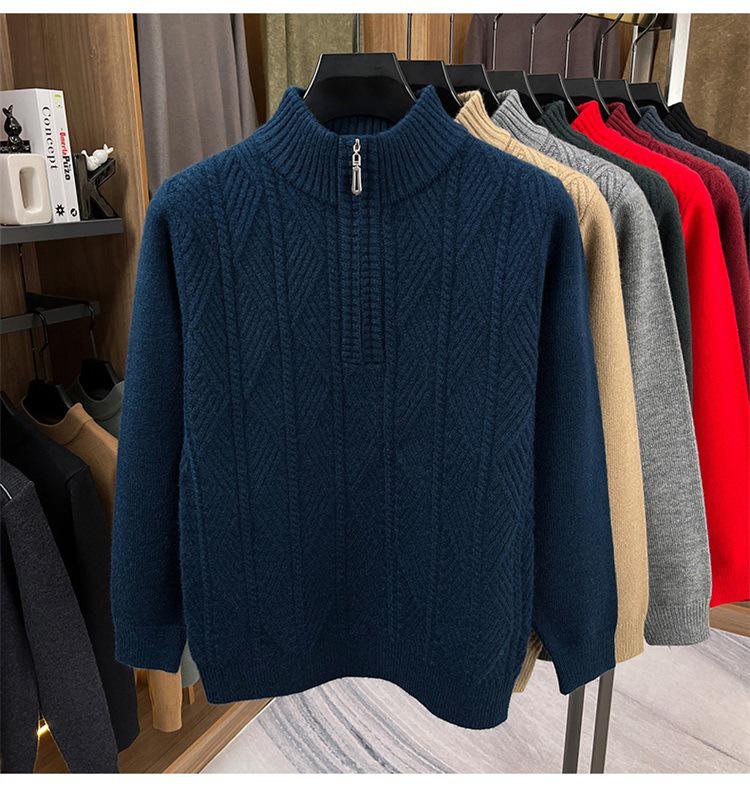 2025 Men's Autumn/Winter Thick Base Layer Sweater - Casual, Warm Knitwear, Long Sleeve for Dads.