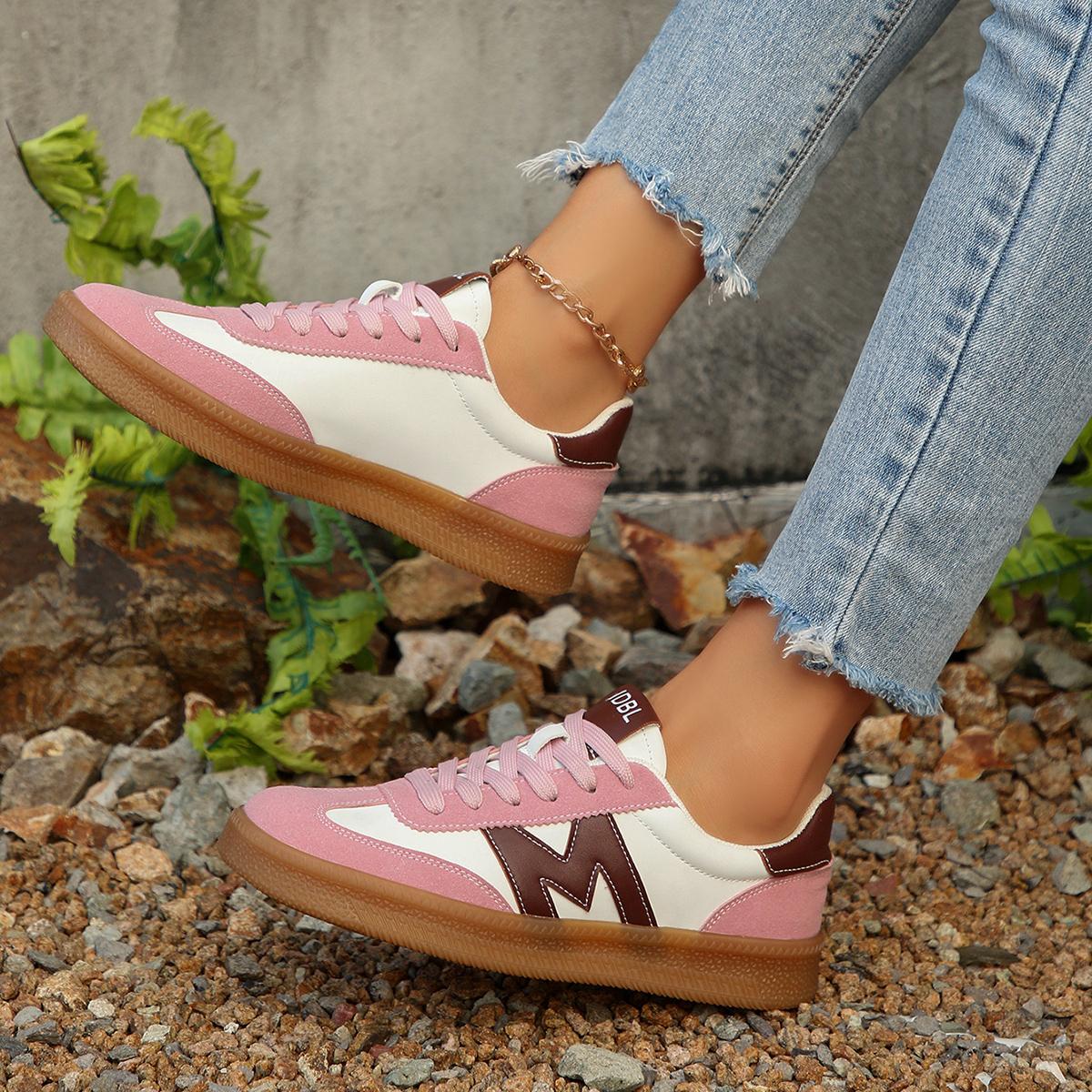 

Fashion New Women Flats Shoes Outdoor Light Comfort Lace-Up Vulcanized Shoes Faux Leather Anti Slip Tennis women Sneakers size 36-42 42 розовый