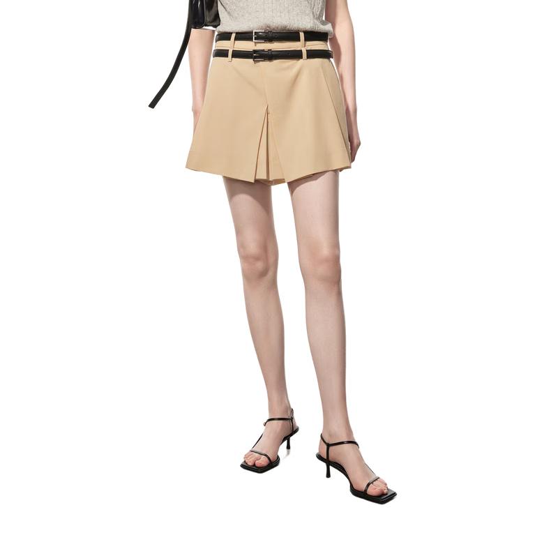 MO&Co. 2024 Summer Irregular Pleated A-Line Skort with Belt