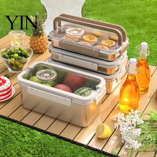 Küchenarbeitsplatte Brotdose Edelstahl Knusperbox mit Dichtungsdeckel und Griff, Großer Lebensmittelbehälter Aufbewahrungsbox, Tragbar für Zuhause