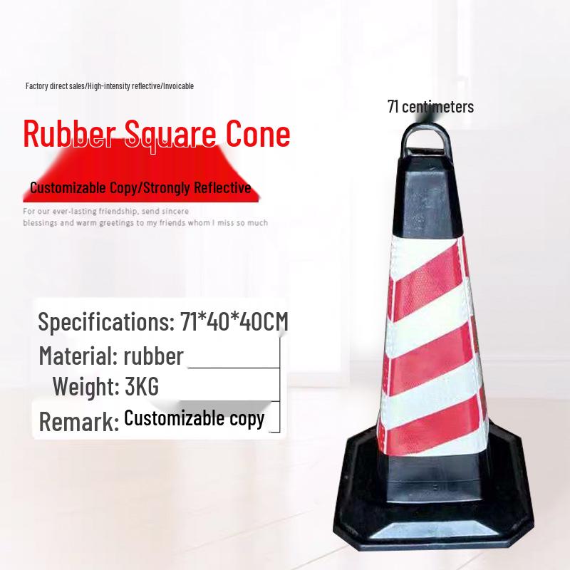 Reflective Rubber Traffic Cone: 70cm Triangular, 90cm Highway, Square, Cone-Shaped Barrel, Lifting Ring