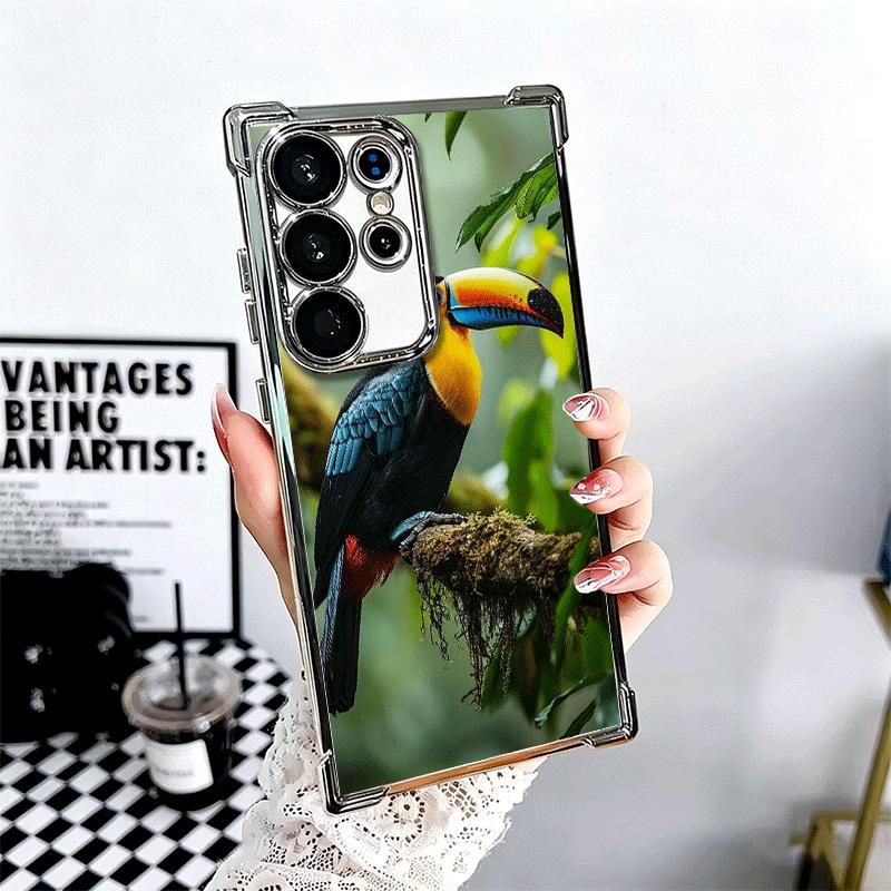

Tropical Toucan Soft Phone Case For Samsung Galaxy S26 Ultra S25 Edge S24 FE S23 Plus S22 S21 + S20 Plating Anti-Fall Fundas Samsung S21 Ultra