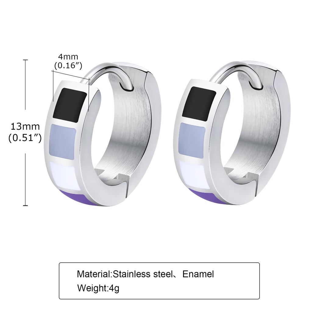 Rainbow Color Hoop Earrings for Men Women,Waterproof Stainless Steel Metal Huggie Earrings,LGBT Jewelry Gift