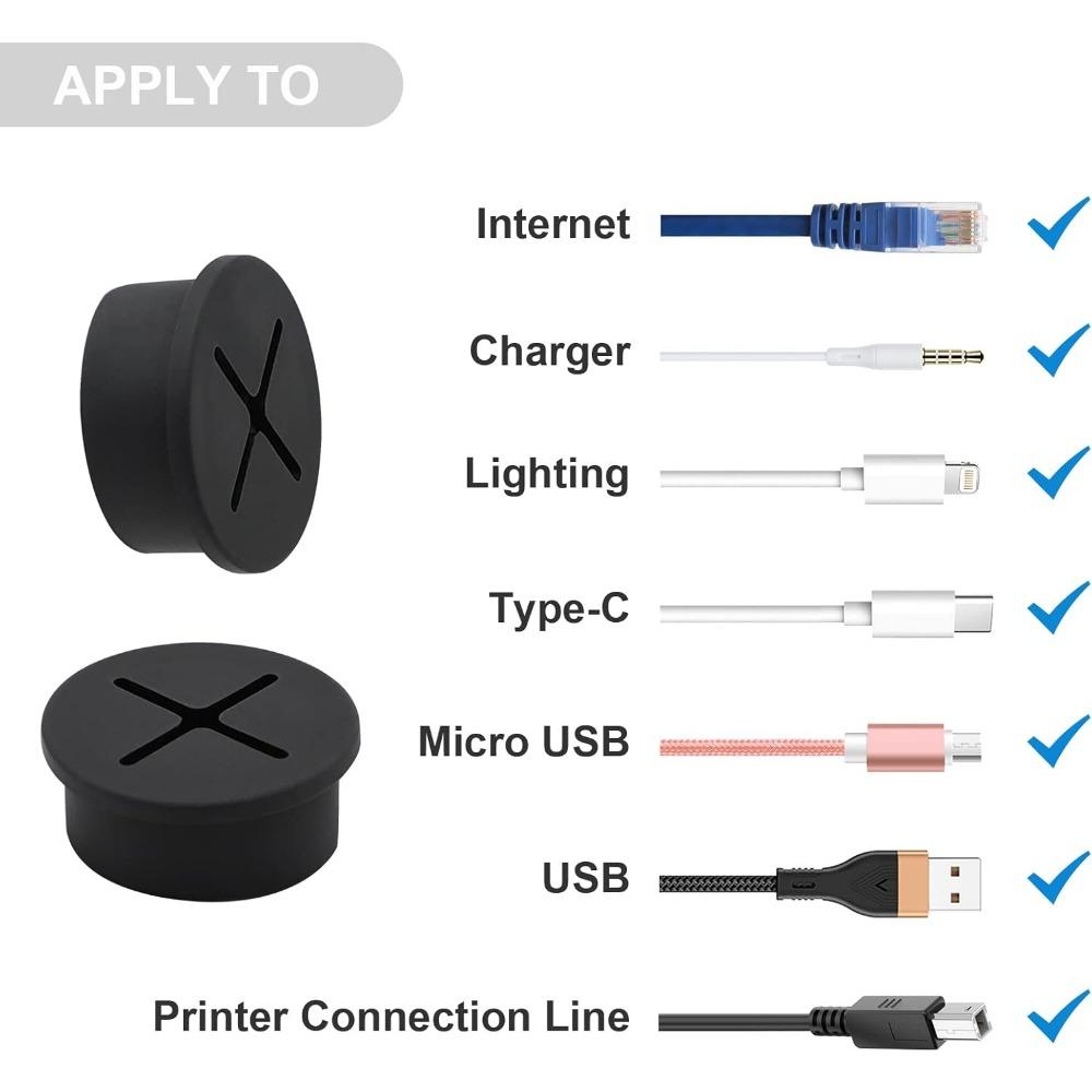 2/4/6/8/10/12Pcs Desk Cord Grommet Wire Hole Cover Line Outlet Port Threading Box Cover Cable Passing Box Office Cable Organizer