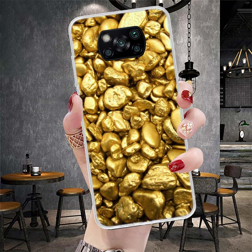 Fine Gold Pattern Printing Soft Phone Case For Xiaomi Poco X3 X4 Nfc X5 X6 X7 F7 Ultra F5 F6 Pro F4 Gt F3 M6 M3 M4 M5S X7Pro Fun