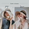 Moonbat Washable Straw Hat with Paper Wide Back Sun UPF 50 Long Brim Adjustable Chin Black Braid, Brim, Ribbon, Protection, Protection, (10.5cm),