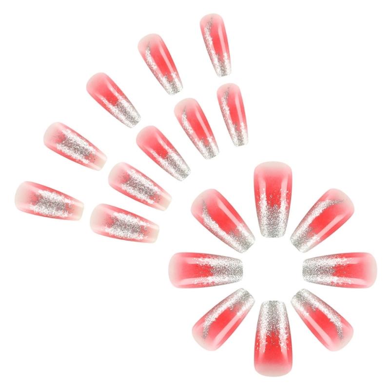 Press on Nail Ballerinas Coffin Fake Nail Designs Stick on Nail Full Cover False Nail Acrylic Glues on Nail for Womens